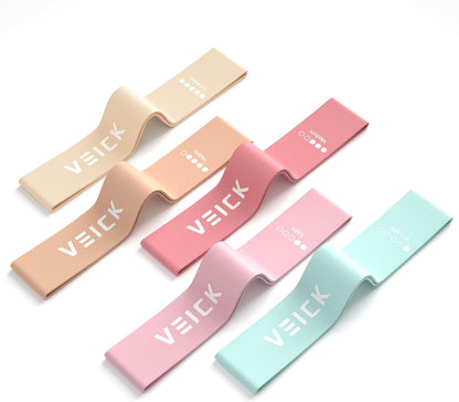 VEICK Resistance Loop Bands Set of 5, Exercise Bands with 5 Resistance Levels, Stackable Workout Bands for Strength Training, Pilates, Fitness Gear for Men Women Home Gym Office Travel