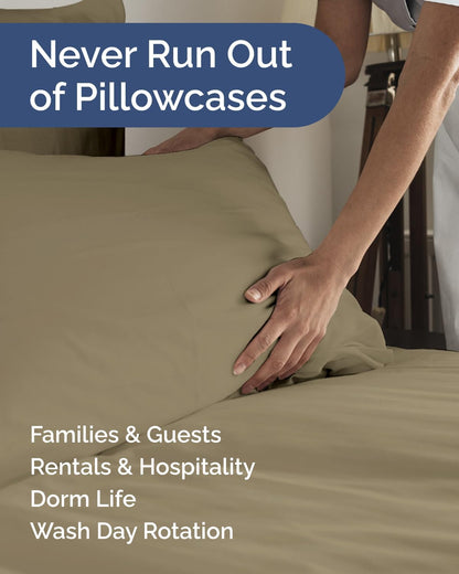 Standard Pillow Cases Set of 10 - Ultra Soft Hotel Quality Pillowcase Covers - Comfy, Cozy & Wrinkle Free - Shrink, Stain and Fade Resistant - Machine Washable Pillow Protectors - 10 Pcs Set - White - Colors B