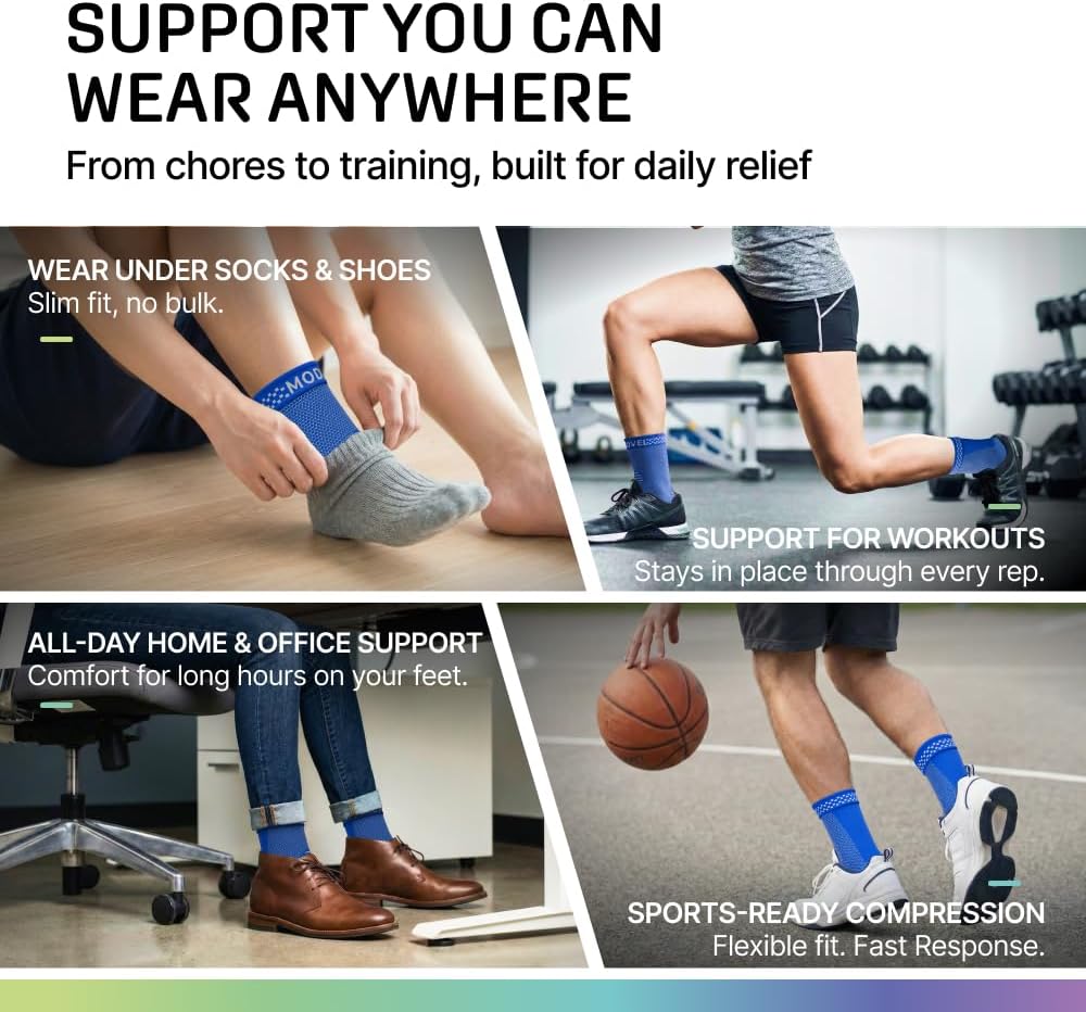 Modvel Foot & Ankle Brace Socks for Sprained Ankle Compression Sleeve - Foot Support for Women & Men - Tendonitis & Arthritis Ankle Brace Sports Running, Torn Ligaments & Women Stabilizing Ankle Wrap