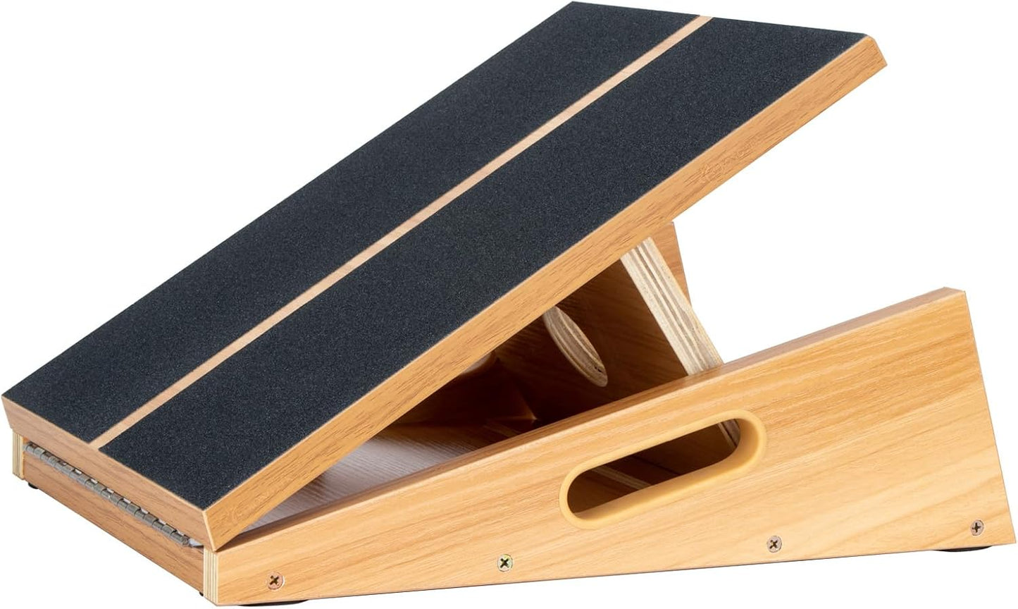 StrongTek Professional Wooden Slant Board, Adjustable Incline Board, and Calf Stretcher, Stretch Board - Extra Side-Handle Design for Portability, Full-Coverage