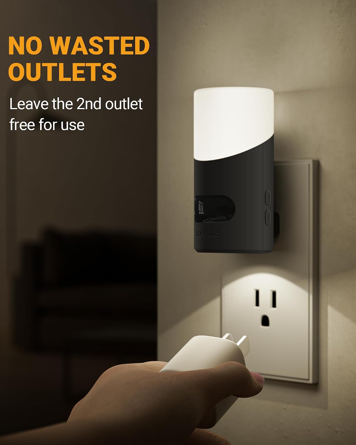 Lyridz Amber Night Light with Motion Sensor, 1-150LM Dimmable Plug-in Nightlight Indoor for Bedroom, Bathroom, Hallway, Stairs, Pet House, Toilet, 2 Pack
