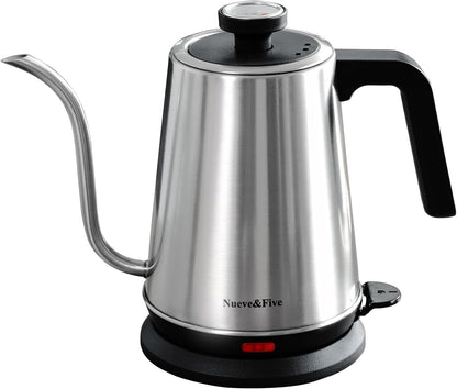 Nueve&Five Gooseneck Electric Kettle with Thermometer, Copper Tea Kettle with Auto Shut-Off,1000W Hot Water Kettle Electric of Stainless Steel,Electric Kettles for,Coffee & Tea