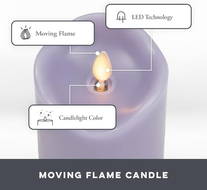 Matchless Candle Co. by Luminara Set of 3 Flameless LED Pillar Candles, Real Wax, Moving Flame (3x4.5, 3x5.5, 3x6.5 Inch, Unscented)