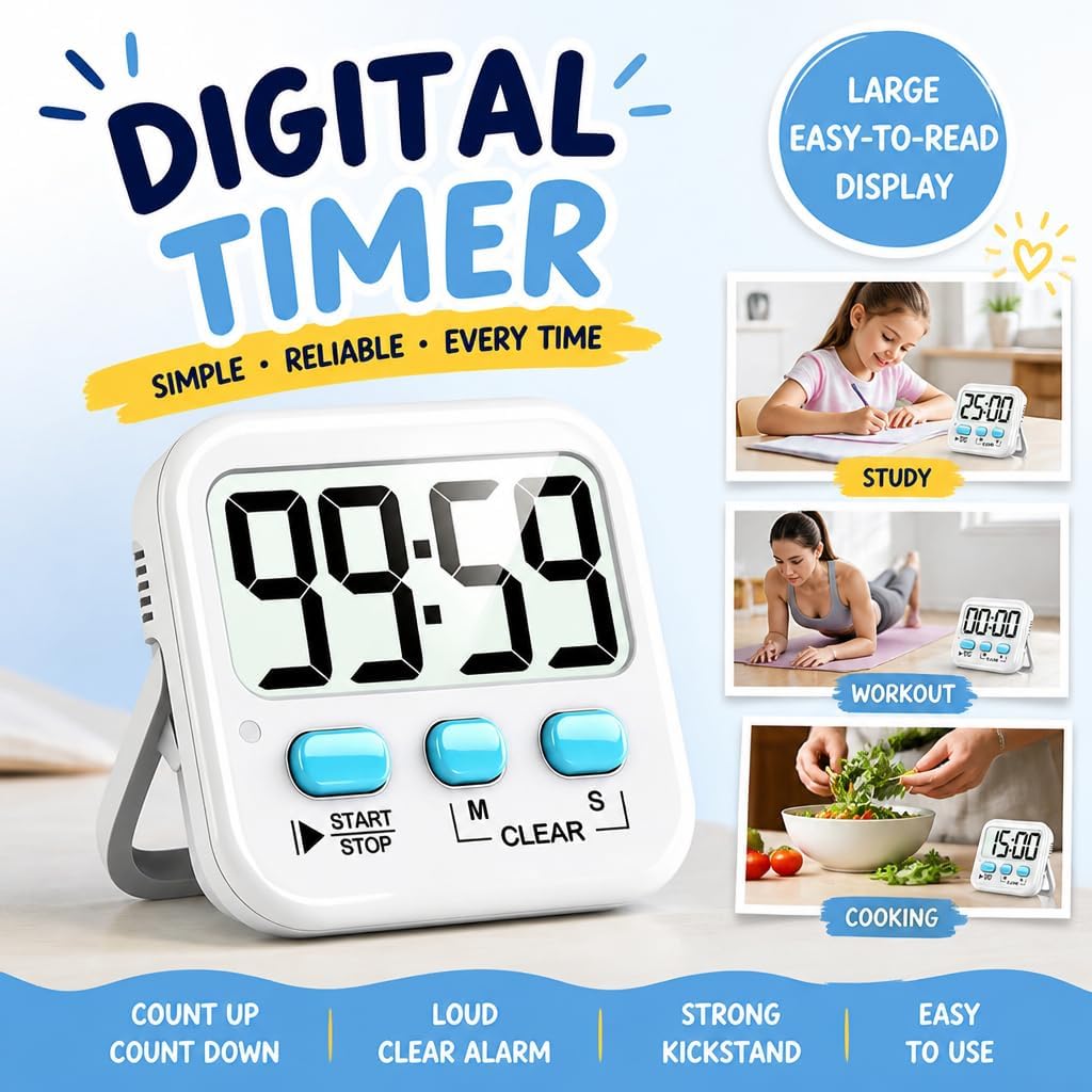 Antonki 2 Pack Digital Timer for Kids Classroom Kitchen Timers for Cooking