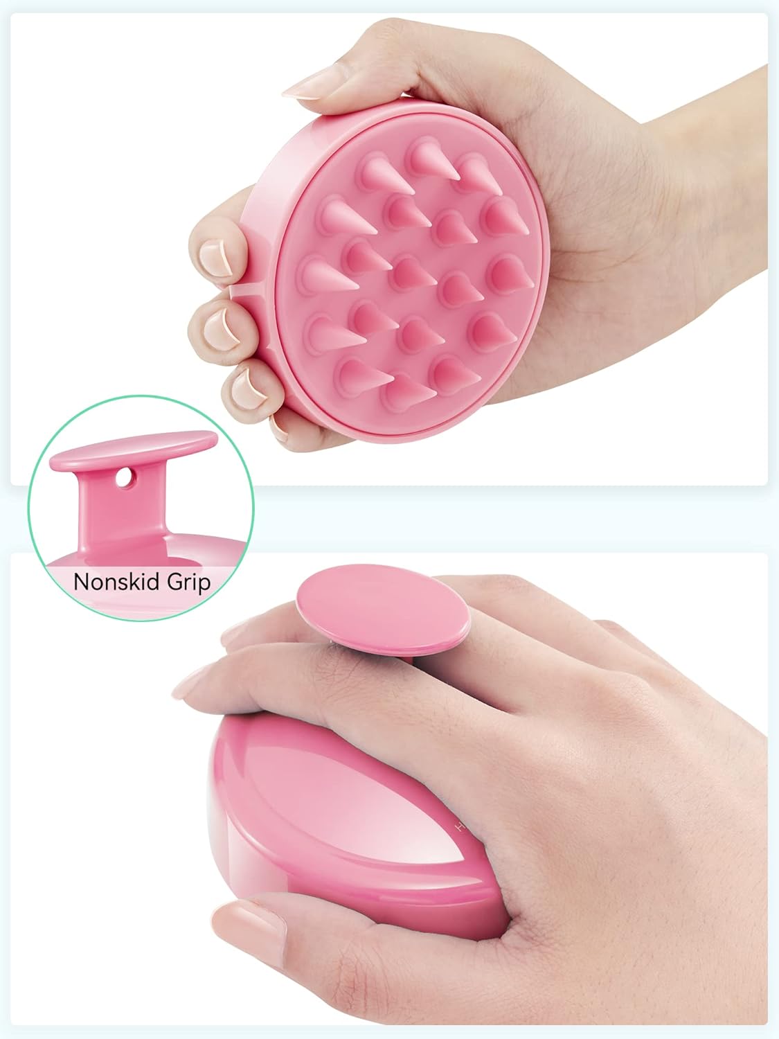 HEETA Scalp Massager Hair Growth, Soft Silicone Scalp Scrubber Shampoo Brush for Exfoliation, Dandruff Removal Head Massage Stress Relax, Wet & Dry Use for Thick Thin Curly Hair Care, Black
