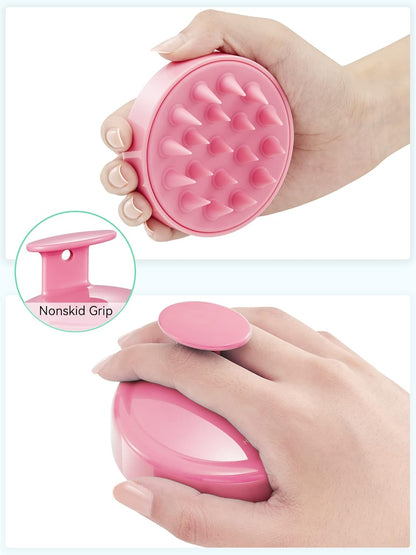 HEETA Scalp Massager Hair Growth, Soft Silicone Scalp Scrubber Shampoo Brush for Exfoliation, Dandruff Removal Head Massage Stress Relax, Wet & Dry Use for Thick Thin Curly Hair Care, Black