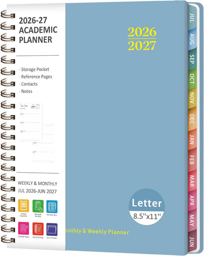 Planner 2026-2027, Weekly and Monthly Calendar Planner, JUL 2026 - JUN 2027 | A5(6.3'' x 8.5''), Hardcover, Agenda Book, Sprial Bound, Inner Pocket, Office and School Use
