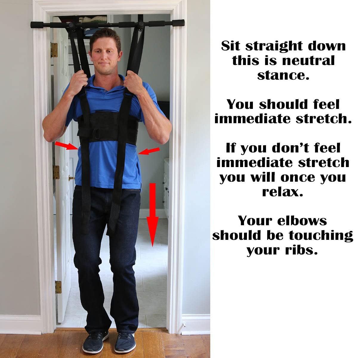 Sit and Decompress Back Stretcher 3 Minutes A Day Lumbar Traction Spinal Decompression - Inversion Table Alternative (Medium Harness No Bar)