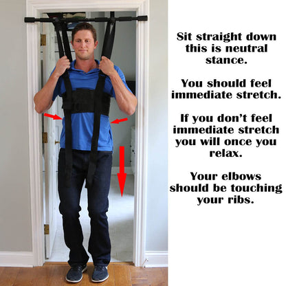 Sit and Decompress Back Stretcher with Pull Up Bar 3 Minutes A Day Lumbar Traction Spinal Decompression - (Large Harness)