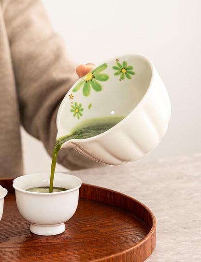 TANG PIN Matcha Set - Match Bowl and Whisk, 15 OZ, Matcha Scoop | Matcha Whisk Stand (Chasen Holder) - 5pc Perfect Matcha Kit for Matcha Tea Ceremony (Mottled Green)
