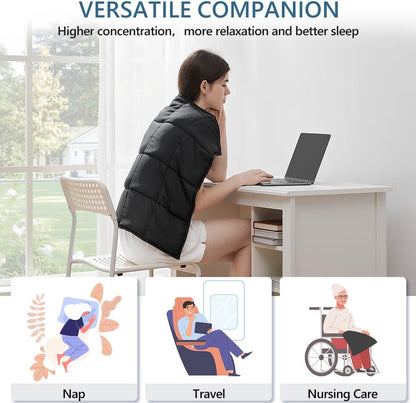 L'AGRATY Weighted Lap Pad 7lb: Small Weighted Blanket for Adults - Cooling Portable Travel Blanket for Relaxation Sleeping - Washable All-Season (29" x 24")