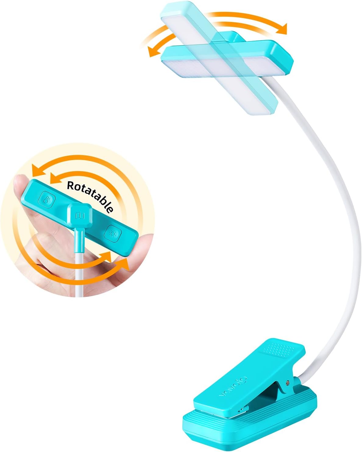 VAVOFO 24 LEDs Rotatable Book Light, Rechargeable Clip Reading Lamp