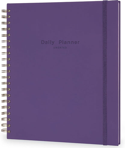 AuroPlanner Undated Daily Planner To Do List Hourly Schedule 2028 2027 2026 Calendar & Holiday Habit Tracker 180 Pages Letter Size 8.5" x 11" Sheets Hardcover Spiral Bound Notebook (Red)