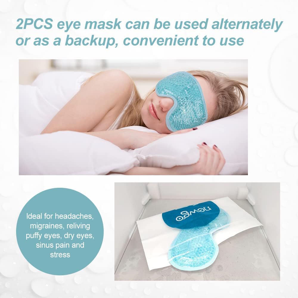 NEWGO Cooling Eye Mask for Puffy Eyes, Cold Eye Mask Eye Ice Pack for After Eyes Surgery, Tension Stress Relief, Itchy Eyes, Headaches, Dark Circles - Blue