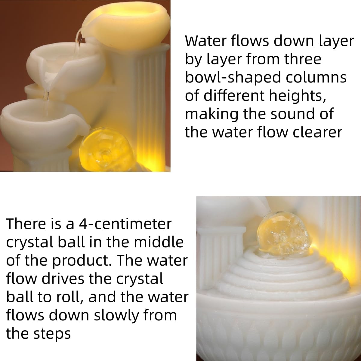 Tabletop Water Fountain - Desktop Waterfall Fountain Indoor Tabletop Humidifiers Home Decoration for Office, Living Room, or Bedroom