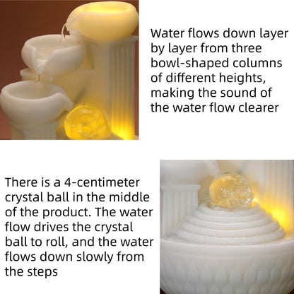 Tabletop Water Fountain - Desktop Waterfall Fountain Indoor Tabletop Humidifiers Home Decoration for Office, Living Room, or Bedroom