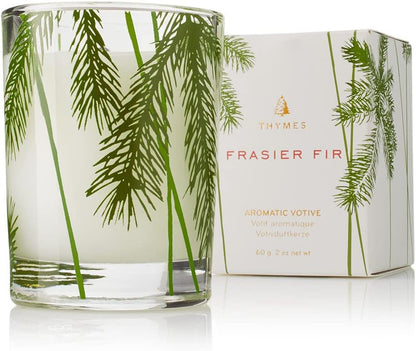 Thymes Frasier Fir Pine Needle Candle – Holiday Candles for Home Scented with Notes of Crisp Siberian Fir, Cedarwood & Sandalwood – Christmas Decor (6.5 oz)
