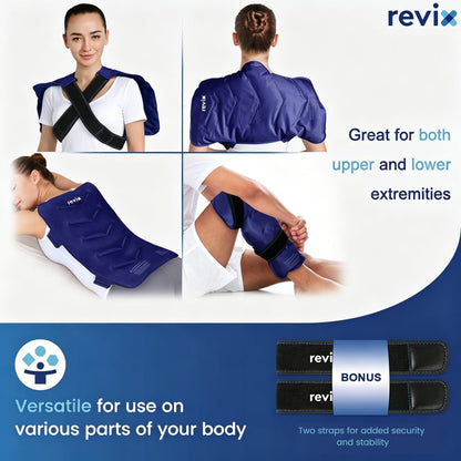 REVIX XXL Full Back Ice Pack Wrap, Reusable Gel Cold Compress for Upper and Lower Back, Long-Lasting Flexible Ice Pack for Muscle Fatigue, Soreness, and Post-Workout Recovery