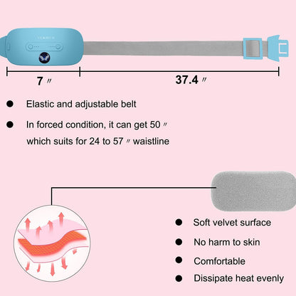 Portable Cordless Heating Pad, Electric Waist Belt Device, Fast Heating Pad with 3 Heat Levels and 3 Massage Modes, Back or Belly Heating Pad, Gift for Her, Women and Girl