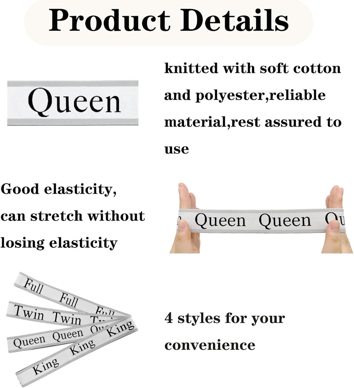 Bed Sheet Organizer Bands, Sheet Organizers and Storage Label Bands, Sheet Label for Bedding, Sheets Organizer for Closet,Sheet Keepers Linen Labels Bedding Bands (Queen)