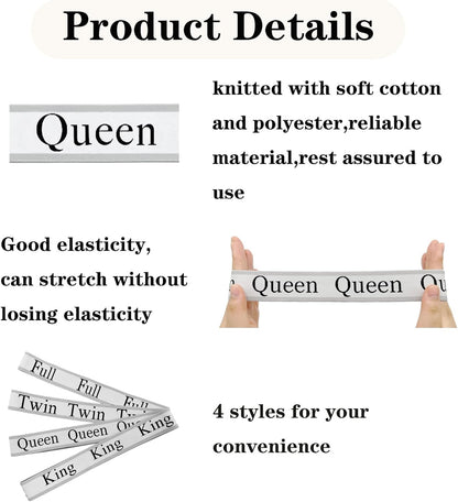 Bed Sheet Organizer Bands, Sheet Organizers and Storage Label Bands, Sheet Label for Bedding, Sheets Organizer for Closet,Sheet Keepers Linen Labels Bedding Bands (Queen)