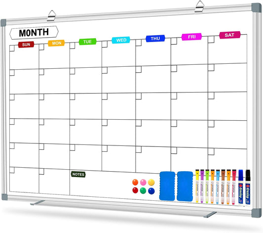Dry Erase Board Calendar for Wall, 36" x 24" Monthly Whiteboard