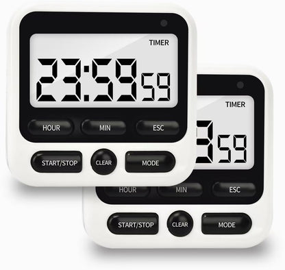 NKOVE Digital Kitchen Timer 24 Hour Clock and Alarm Function with Silent or Alarm Manual Switching Count UP or Down and Memory Function for Cooking, Baking, Meeting
