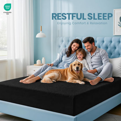 Queen Size Mattress Protector Waterproof, Premium 200 GSM Terry Mattress Cover, Soft & Breathable Bed Cover, Fitted Sheet Style Stretchable Deep Pockets 17" by Utopia Bedding (White)