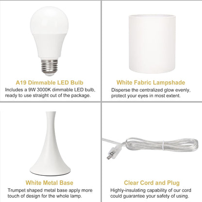 3 Way Touch Control Table Lamp, Dimmable Bedside Desk Lamp with Metal Base Modern Nightstand Lamp Stylish Grey Shade Simple Side Table Lamp for Bedroom, Living Room, Office or Den LED Bulb Included