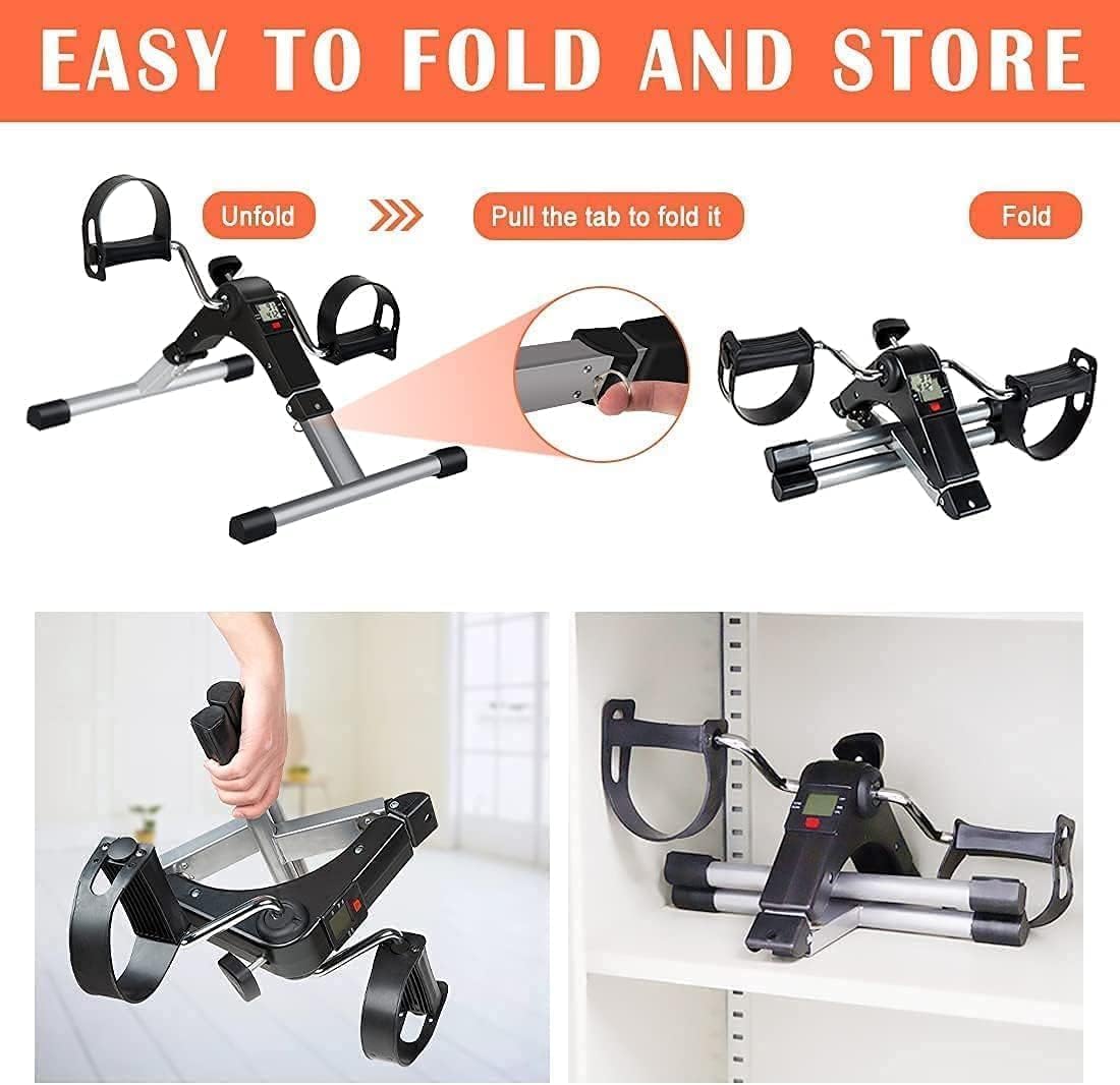 TABEKE Under Desk Bike Pedal Exerciser, Fully Assembled Folding Pedal Exerciser for Arm and Leg Workout, Portable Sitting Desk Cycle with LCD Screen Displays 26526