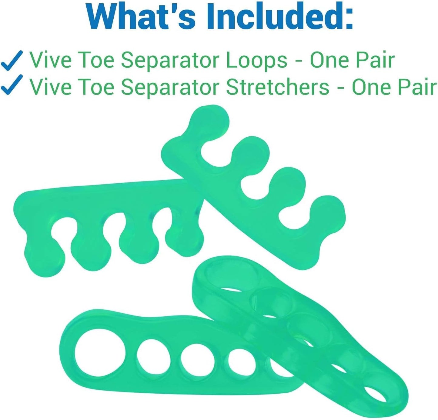 VIVEsole Toe Separators for Men & Women Medium (2 Pairs) - Silicone Gel Spreaders - Therapeutic Spa Stretchers for Plantar Fasciitis, Bunions, Overlapping Hammer Toe Spacers - Metatarsal Yoga Cushion