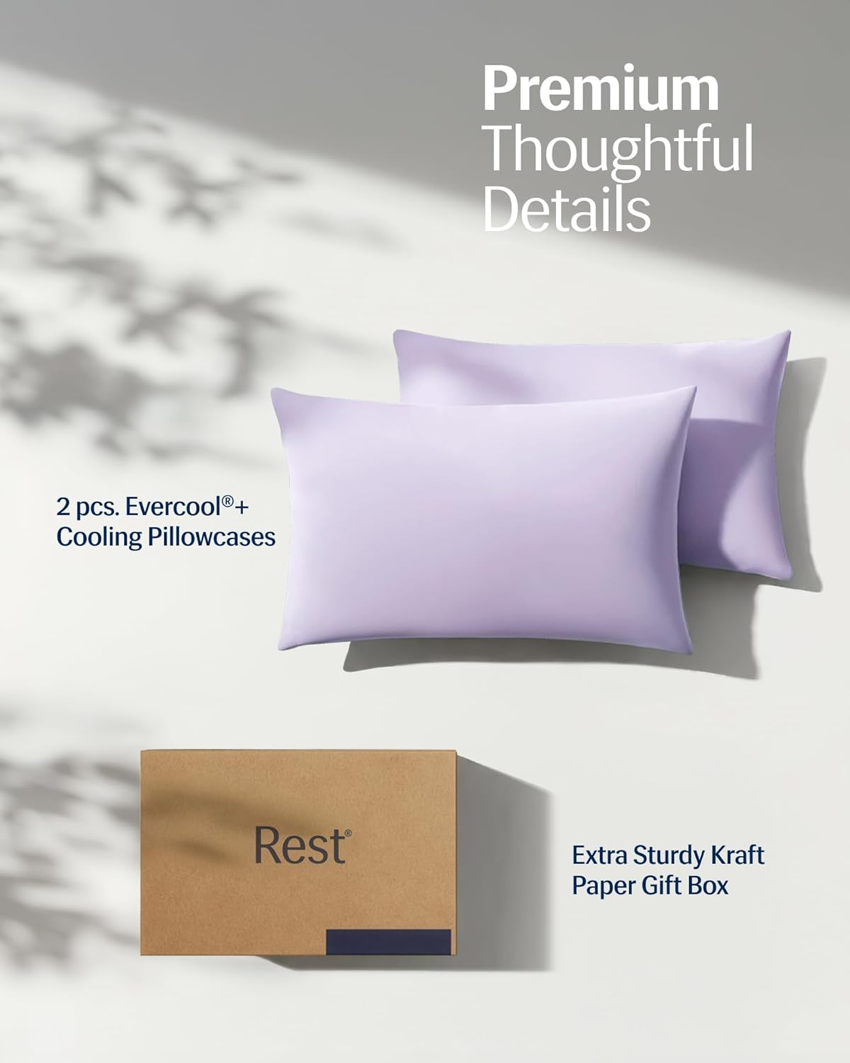 REST® Evercool®+ Cooling Pillowcases for Hot Sleepers, Standard, 2PCS