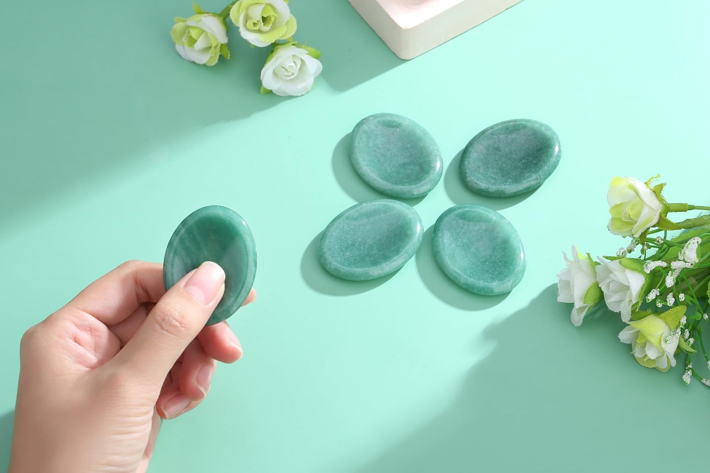Worry Stone Crystals and Healing Stones Anxiety Fidgets Natural Meditation Accessories 7 Chakra Thumb Sensory Mental Health Depression Stress Anxiety Relief Items Mother's Day Gifts for Women