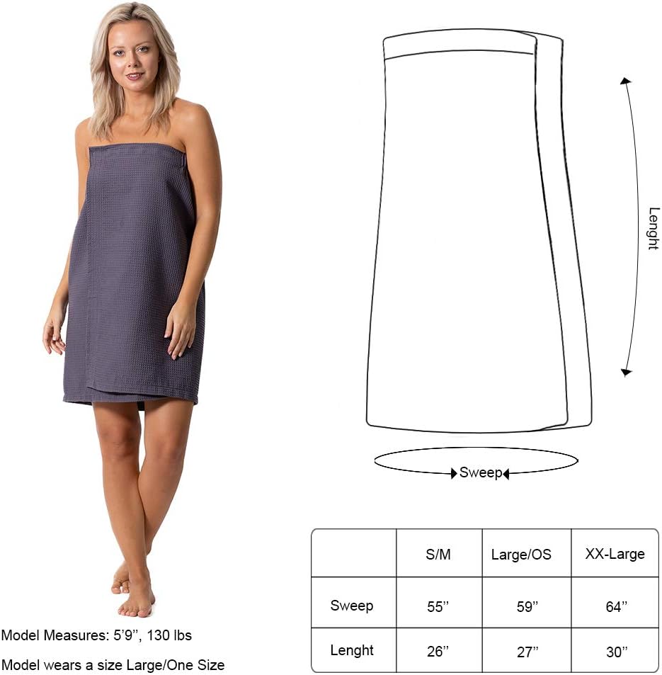 Turkish Linen Women’s Waffle Spa Body Wrap with Adjustable Closure