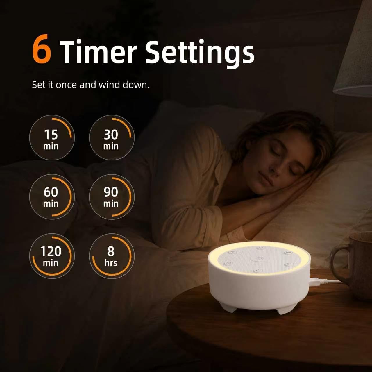 Kipcush White Noise Machine for Sleeping – High-Fidelity Non-Looping Sounds, Dimmable Night Light, USB Powered, Sleep Sound Machine for Baby, Kids & Adults (A - Model White+, Standard)