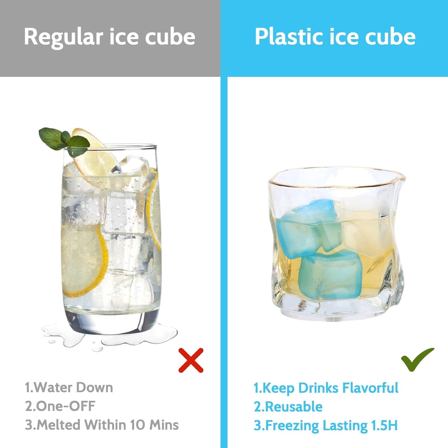 360 Pack Reusable Ice Cubes Refreezable Ice Cubes Without Diluting Reusable Ice Cubes for Drinks Large Pack Ice Cube Frozen BPA Free for Party Bars Ice Bath Camping
