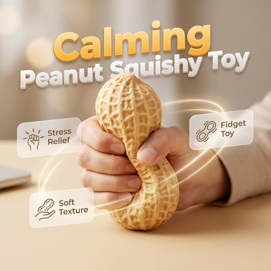 Peanut Shape Stress Relief Ball Soft Squeeze Fidget, TPR Anxiety Relief Hand Grip Decompression Ball for Office Desk Focus Relaxation Portable (1pc)