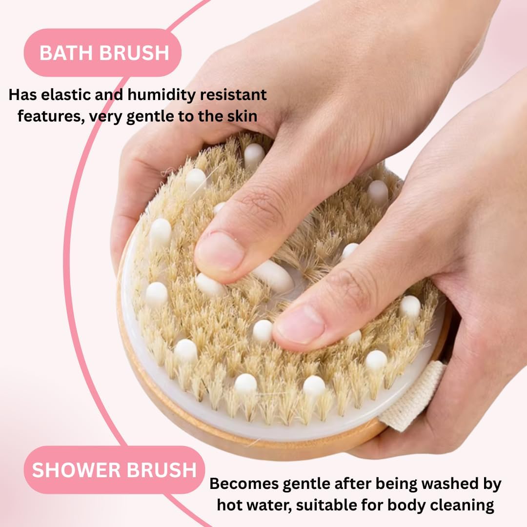 Dry Body Brush – Eco-Friendly Natural Bristles for Gentle Exfoliation, Skin Renewal, Improved Circulation & Lymphatic Support – Perfect Detox & Spa Self-Care Accessory