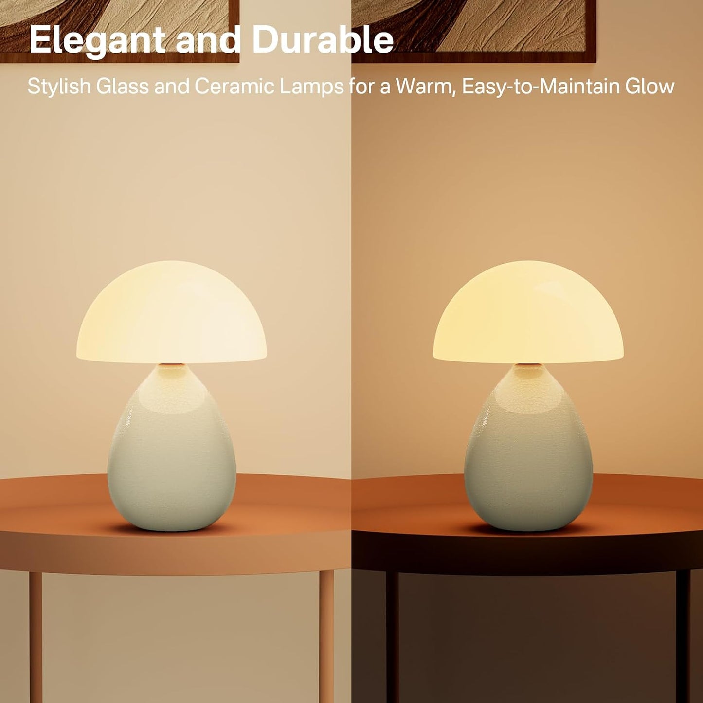 Dawnwake Mushroom Lamp Table Lamp for Bedroom,Desk Bedside Small Lamps for Living Room Night Stands,Mushroom Decor Cute Mini Modern Mid Century Lamps,Unique Aesthetic Home Living Room Decor(White)