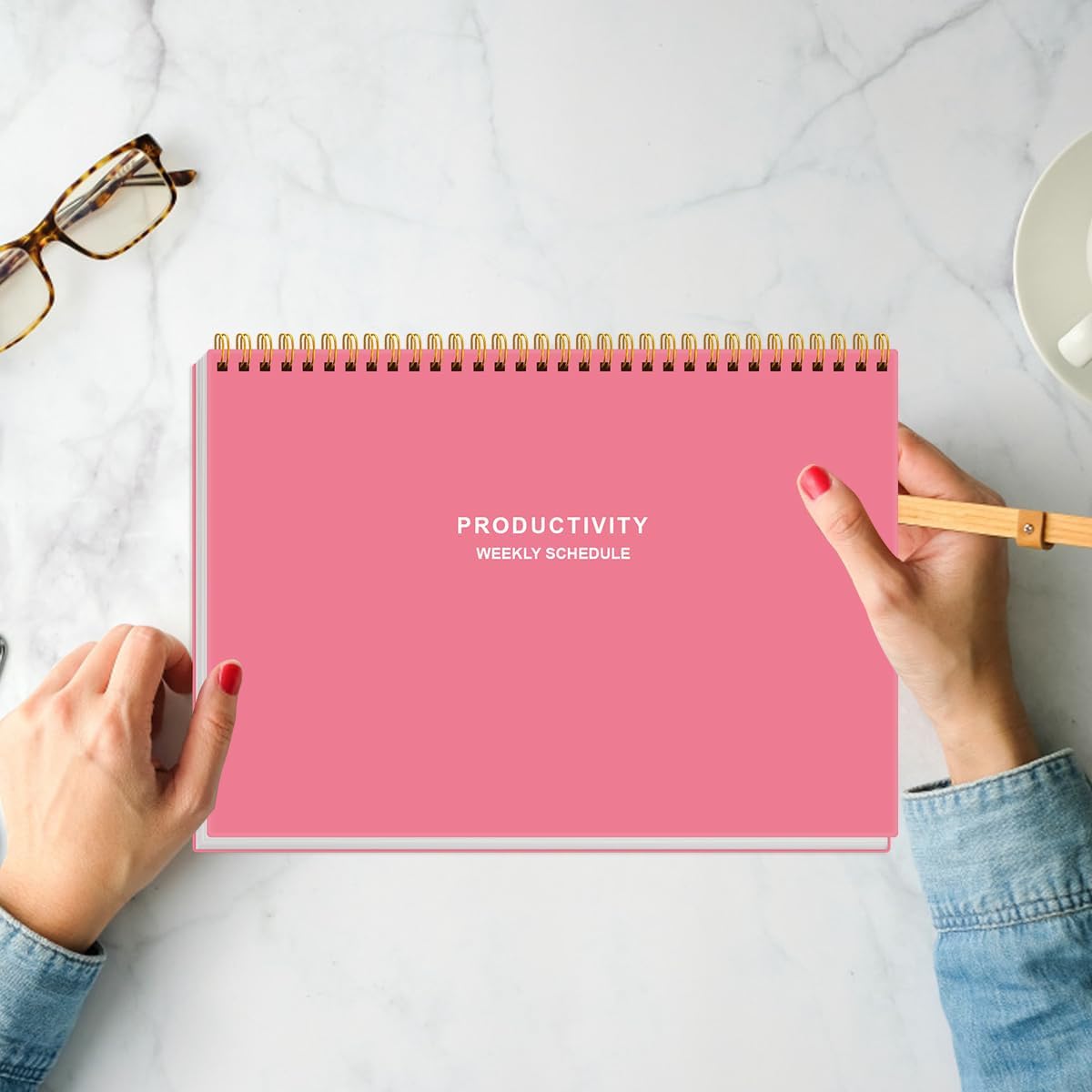 Weekly Productivity Planner - 8" x 11" Dashboard Desk Pad/Planner, Habit Tracker, Spiral Undated Weekly Planner for Office/School/Home, 54 Weeks, Grey