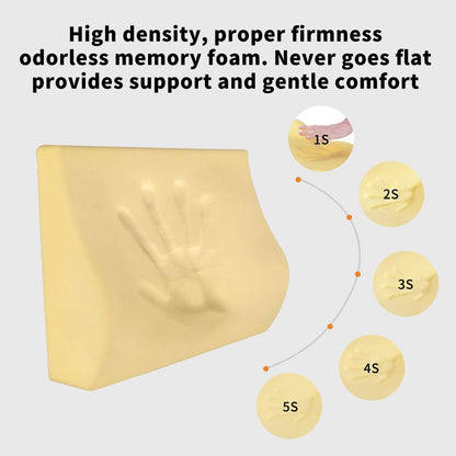 Memory Foam Lumbar Support Pillow for Car - Lower Back Support Cushion for Driving, Back Pain Relief for Car Seat, Office Chair, Wheelchair (Gray)