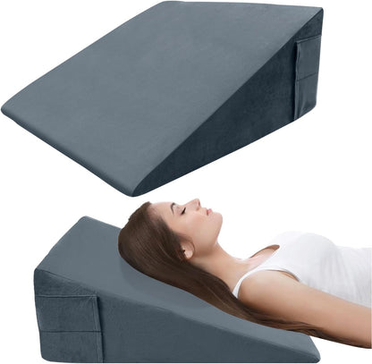 CHxxy Memory Foam Bed Wedge Pillow (10"x24"x24") - Acid Reflux & Back Pain Relief, Anti-Snoring Incline Design, Removable Washable Cover for Sleep & Post-Surgery Support