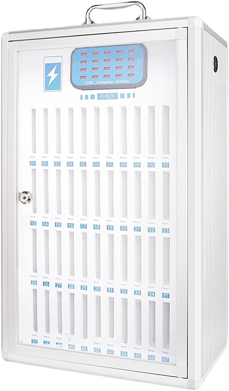 Cell Phone Charging Stations Phone Storage Cabinet Portable Mobile Phone Charging Cabinet W/USB Charging Ports & Handle, Wall-Mounted Rechargeable Cell Mobile Phone Storage Box Com(12 Slots)