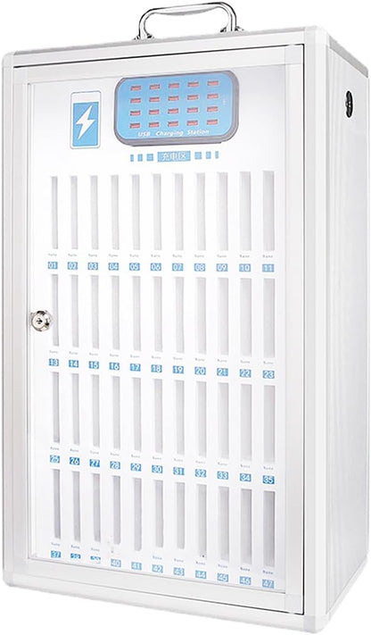 Cell Phone Charging Stations Phone Storage Cabinet Portable Mobile Phone Charging Cabinet W/USB Charging Ports & Handle, Wall-Mounted Rechargeable Cell Mobile Phone Storage Box Com(36 Slots)