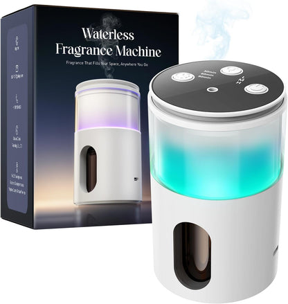 Waterless Essential Oil Diffuser: 𝟗 𝐂𝐨𝐥𝐨𝐫𝐬 𝐋𝐄𝐃 Scent Diffuser for Home&Car&Office - Portable Diffuser with 48H Battery, 4 Timers & 3 Mist Levels, Carbon Black