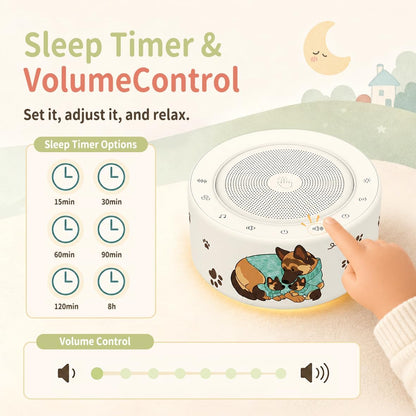 Kipcush White Noise Machine for Baby & Adults, 30 Soothing Sounds, Soft Non-Glare Nursery Lamp, 8 Color Night Lights, Memory Function (Angel V1 White, Standard)