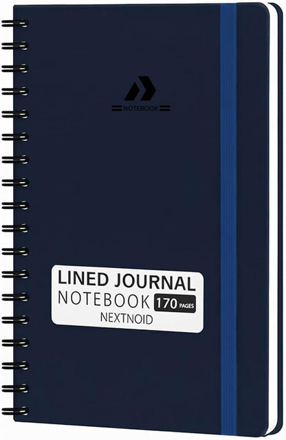 Nextnoid Lined Spiral Notebook Journal For Women & Men - A5(5.8" x 8.3") 170 Pages, Hardcover Notebooks for Work & Note Taking, College Ruled Journals for Writing - Grey