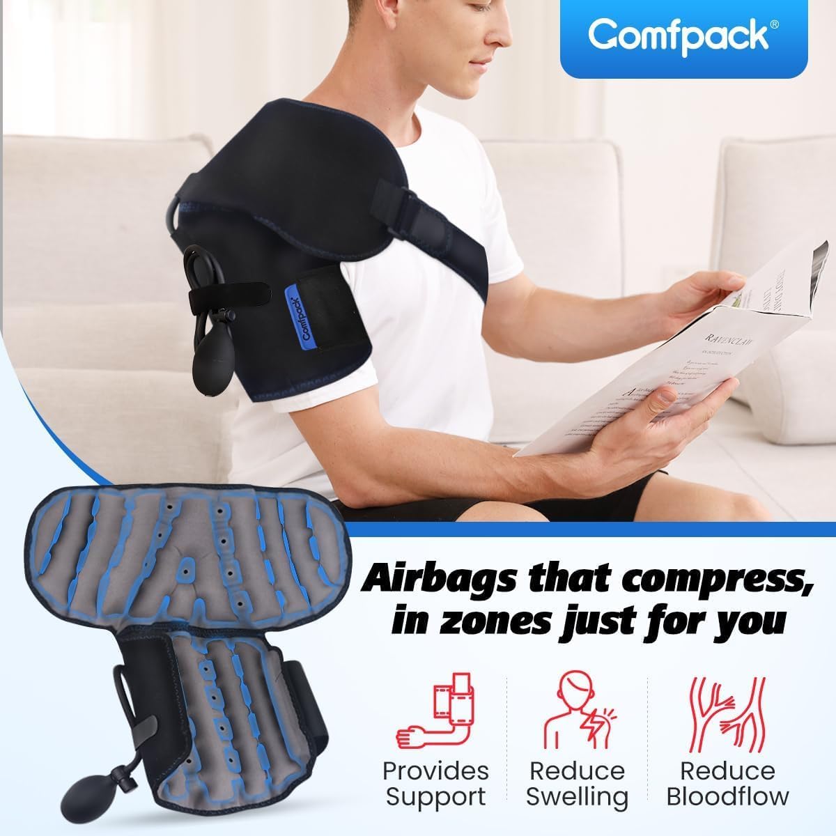 Comfpack Compression Ankle Ice Pack Wrap for Foot Pain Relief