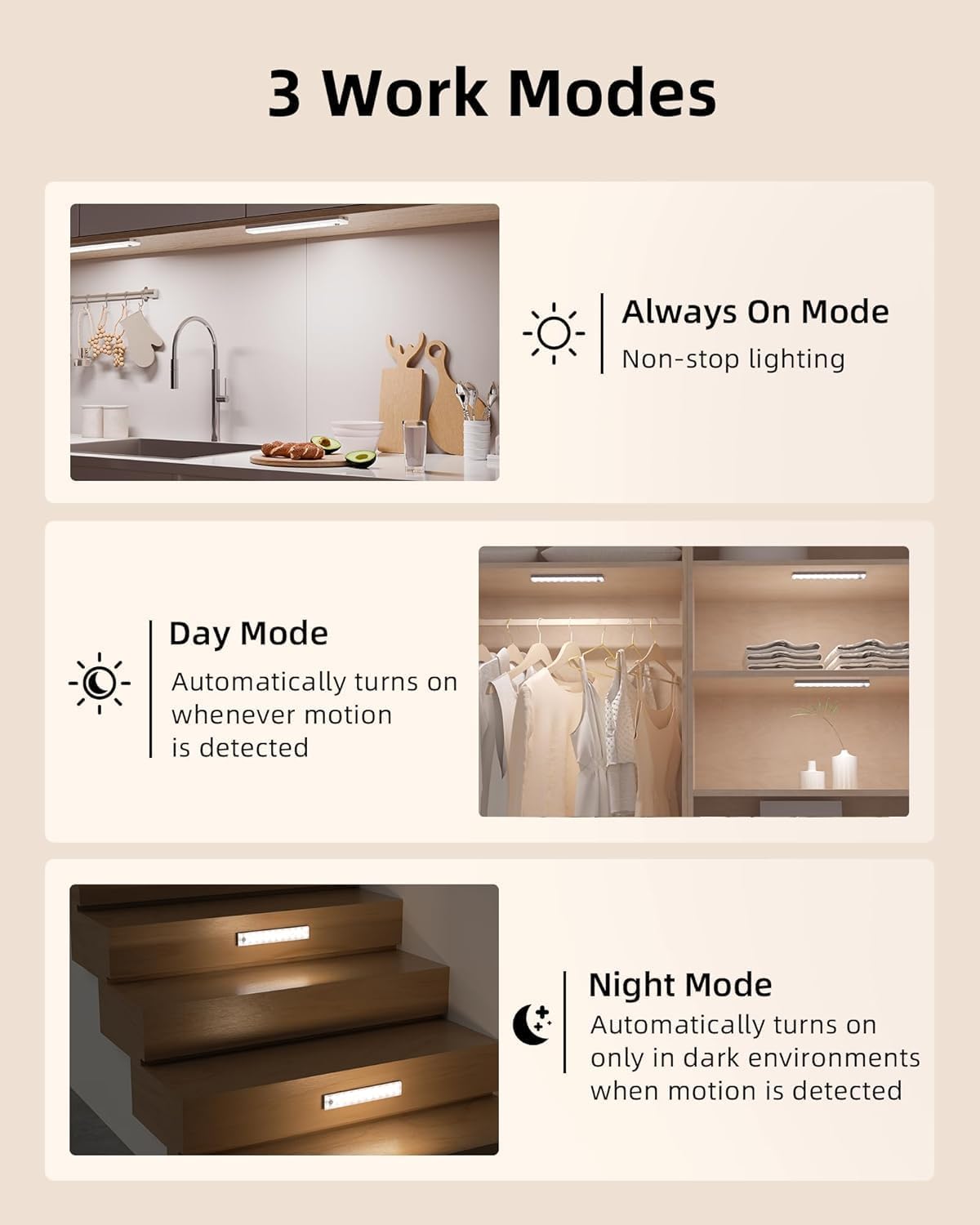 EZVALO Under Cabinet Lighting with Charging Station, Motion Sensor Lights
