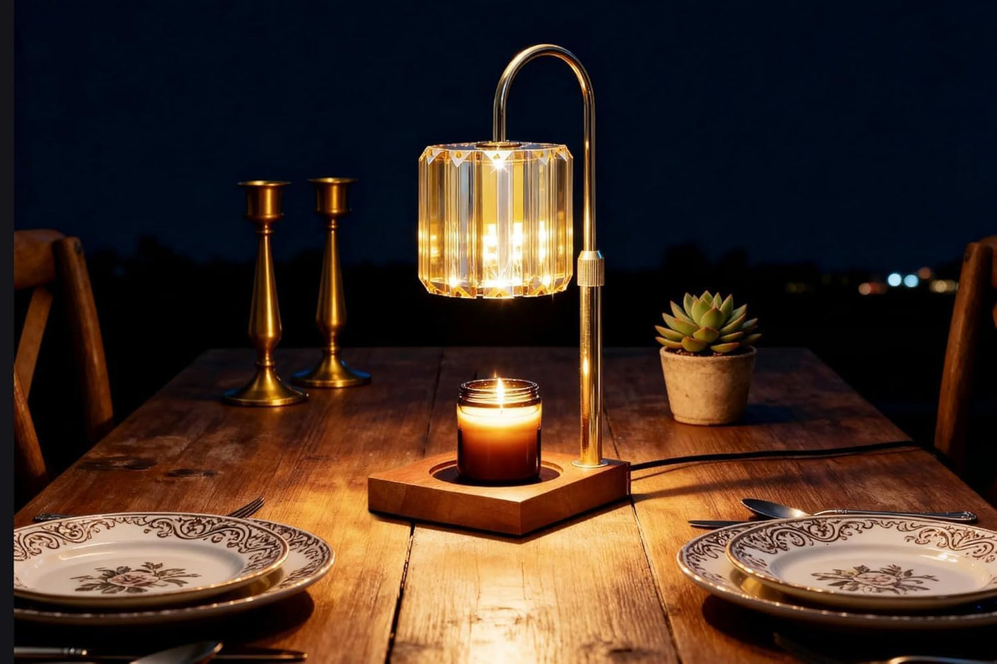 Yuichoy Candle Warmer Lamp with Timer, Dimmable Electric Candle Wamer Adjustable Height, Gifts for Women Mom, Glass Modern Candles Melter Lamp, Black